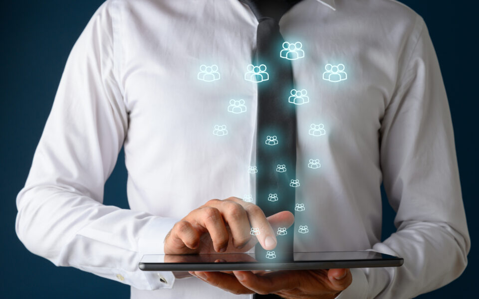 Conceptual image of customer service and social media interactio